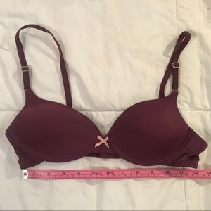 Plum soft bra with pink bow